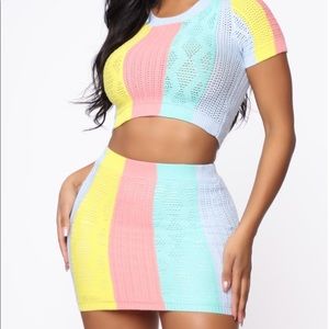 Two piece crop top skirt set